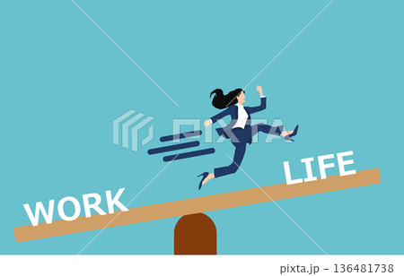 ワークライフバランスのイラスト 136481738