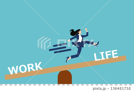 ワークライフバランスのイラスト 136481738