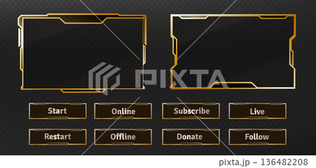 Tech game HUD frames and interface buttons set 136482208