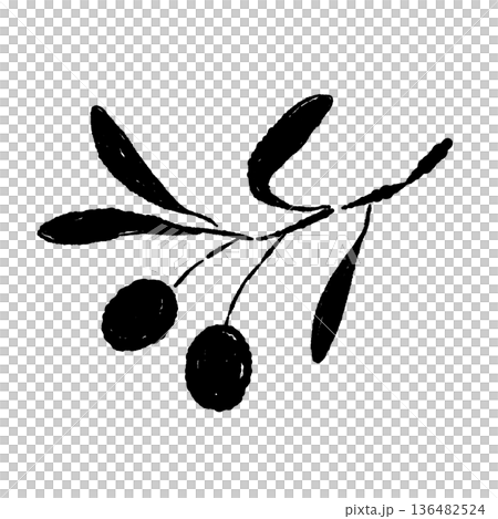 橄欖枝插圖，枝上掛著兩個果實 136482524