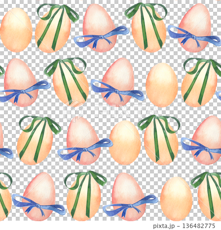 These watercolor-painted Easter eggs, decorated with a green ribbon and a blue bow, symbolize the spring holiday of Easter. They are all hand-painted in watercolor on a white background. These watercolor-painted Easter eggs, decorated with a green ribbon and a blue bow, symbolize the spring holiday of Easter. They are all hand-painted in watercolor on a white background. 136482775