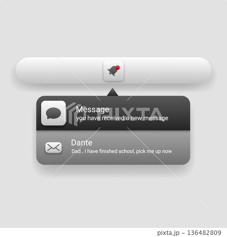 Modern Push Notification Message Interface UI...のイラスト素材 [136482809] - PIXTA
