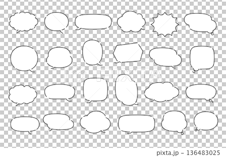 Hand-drawn style speech bubble set, line drawing, simple manga and conversation frame material Hand-drawn style speech bubble set, line drawing, simple manga and conversation frame material 136483025