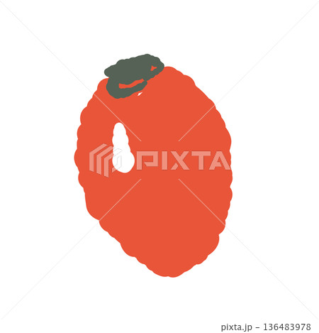 ローズヒップの実のイラスト コロンとした赤い果実素材 136483978