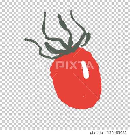 Illustration of rosehip fruit with calyx remaining. Red fruit with distinctive shape. Illustration of rosehip fruit with calyx remaining. Red fruit with distinctive shape. 136483982
