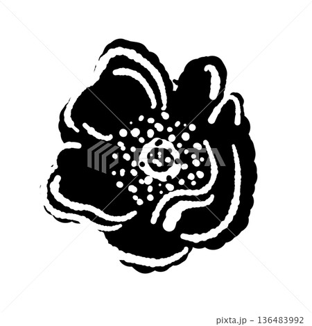 横から見た野ばらの花のスケッチイラスト 136483992