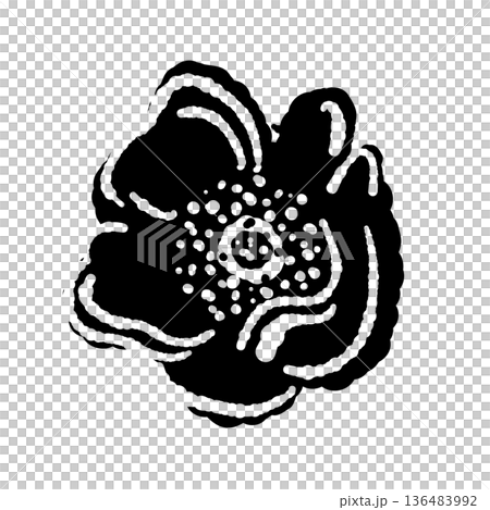 横から見た野ばらの花のスケッチイラスト 136483992