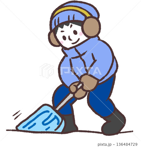 雪かきする男性のイラスト 136484729