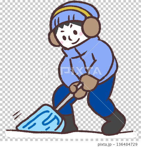 雪かきする男性のイラスト 136484729