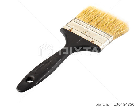 Old paint brush isolated on a white background 136484850