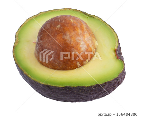 Avocado and Half of fresh avocado with kernel isolated on a white background. Avocado and Half of fresh avocado with kernel isolated on a white background. 136484880