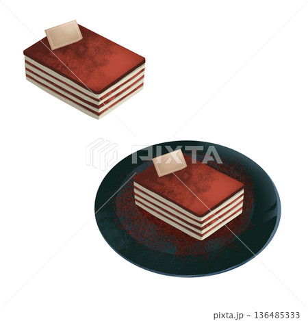 洋菓子イラスト素材ティラミス 136485333