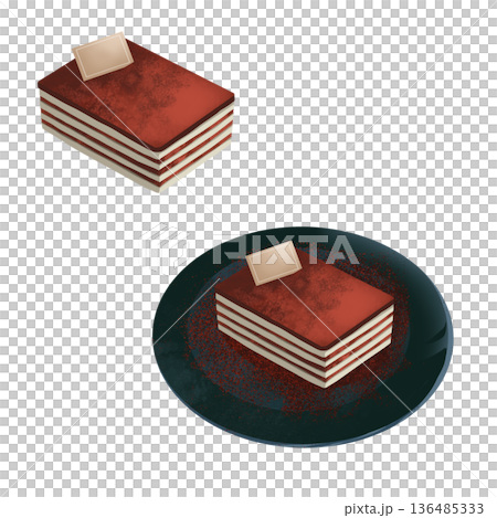 洋菓子イラスト素材ティラミス 136485333