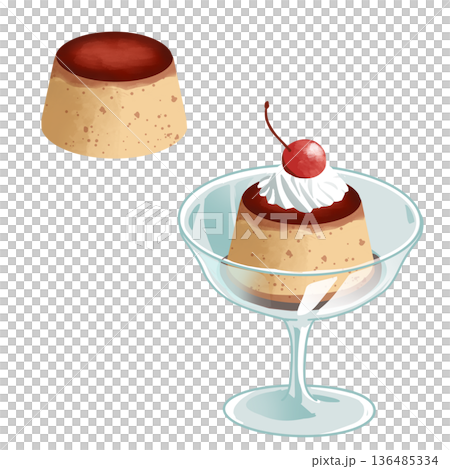Retro pudding with cherries 136485334