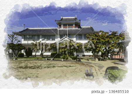 水彩画風 姫路御着 御着城本丸跡 御国野公民館 兵庫県姫路市 水彩画風 姫路御着 御着城本丸跡 御国野公民館 兵庫県姫路市 136485510