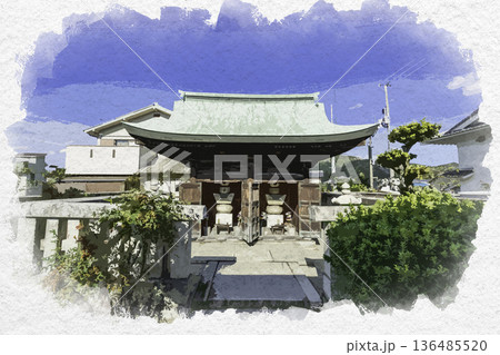 水彩画風　姫路御着　黒田家廟所　兵庫県姫路市 136485520