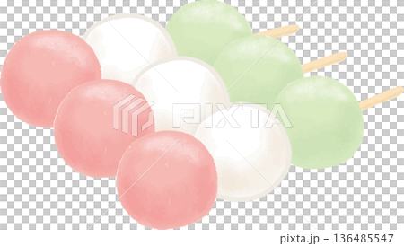 手描き風の三色団子のイラスト 136485547