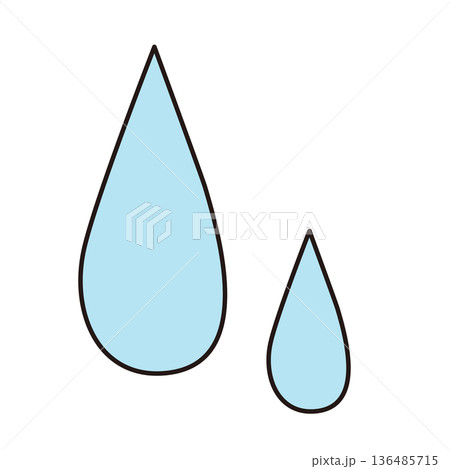 しずく 水滴 セット アイコン 水色 シンプル 手書き風 汗 雨 しずく 水滴 セット アイコン 水色 シンプル 手書き風 汗 雨 136485715