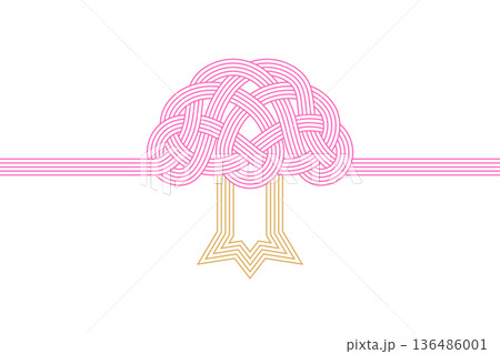 桜の木を水引きで表現したイラスト。入学祝いや合格祝に使える桜水引 136486001