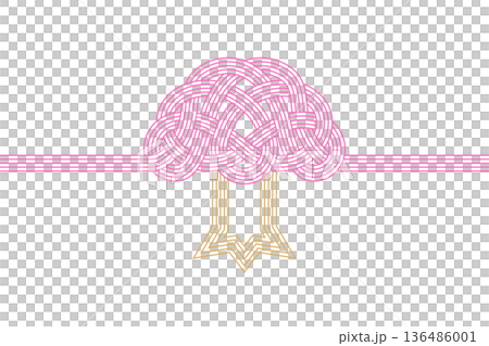 桜の木を水引きで表現したイラスト。入学祝いや合格祝に使える桜水引 136486001