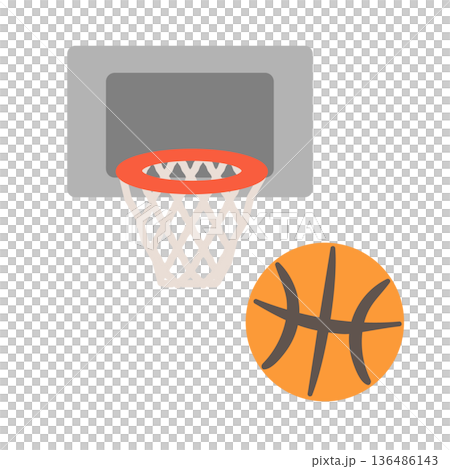 バスケットボールとバスケットゴール イラスト バスケットボールとバスケットゴール イラスト 136486143