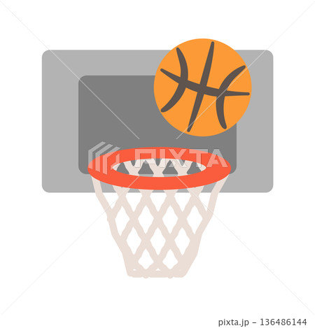 バスケットボールとバスケットゴール　イラスト 136486144