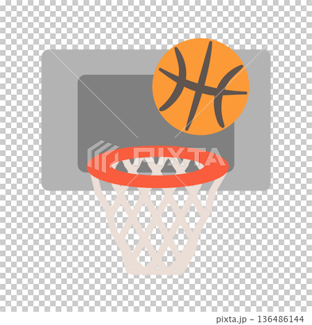 バスケットボールとバスケットゴール　イラスト 136486144