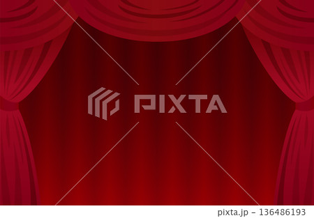 赤い舞台カーテンの背景素材 ステージ・劇場・発表会向けベクター（EPS10） 136486193