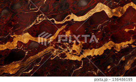 Rich red marble with gold veins on elegant background textured surface Rich red marble with gold veins on elegant background textured surface 136486195