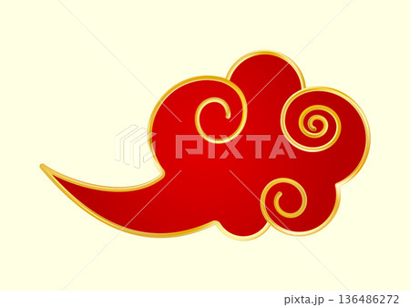 Red Gold traditional Chinese cloud. Luxury gradient element 136486272