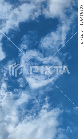 Clouds in the sky form a heart shape during a bright day, symbolizing love and connection in a serene atmosphere Clouds in the sky form a heart shape during a bright day, symbolizing love and connection in a serene atmosphere 136486305