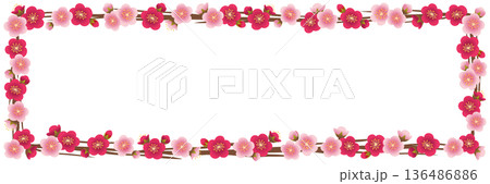 梅の花や木の枝の長方形のフレーム 136486886