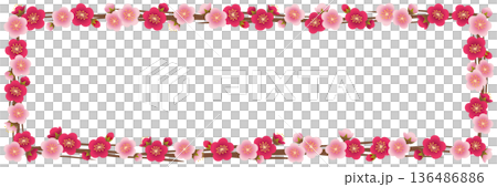 梅の花や木の枝の長方形のフレーム 136486886