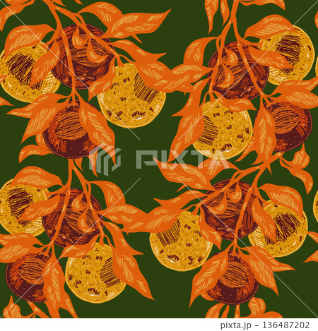 seamless pattern with yellow pear 136487202