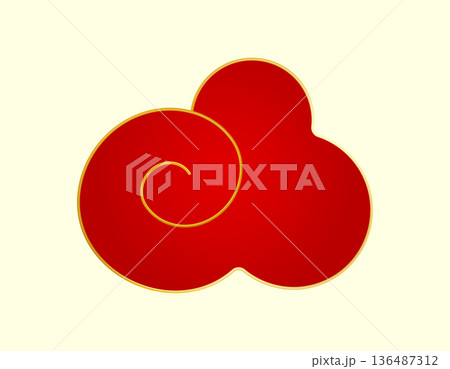 Red Gold traditional Chinese cloud. Luxury gradient element 136487312