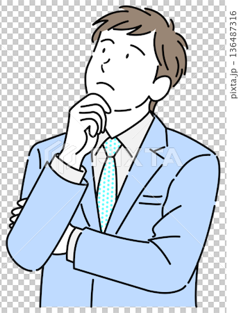 腕組みをして考えるビジネスパーソン 136487316