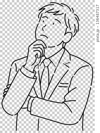 A business person thinking with his arms folded 136487317