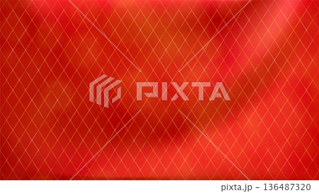 Red gold geometric pattern of diamonds. Diagonal grid bg 136487320