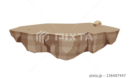ヴィネット風の岩の島のイラスト素材_茶色 136487447