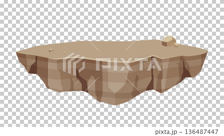 ヴィネット風の岩の島のイラスト素材_茶色 136487447