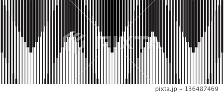 Vertical black stripes with different thickness. Parallel lines background. Pattern with dynamic motion effect. Abstract geometric print with contrast striped texture. Vector graphic illustration 136487469