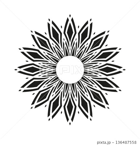 Radial Geometric Pattern in Flower Shape. Decorative Design Element. 136487558