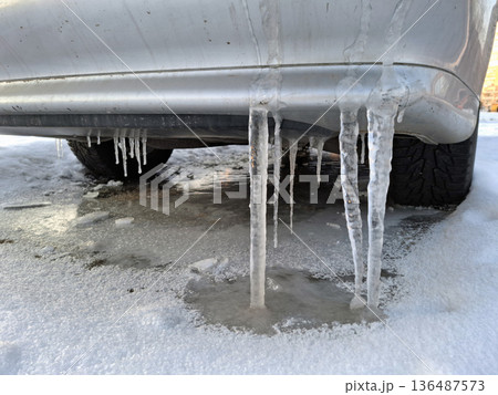 Ice buildup under the car caused freezing Ice buildup under the car caused freezing 136487573