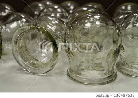 Glass medical cups for medical purposes, rehabilitation, increasing blood flow Glass medical cups for medical purposes, rehabilitation, increasing blood flow 136487635