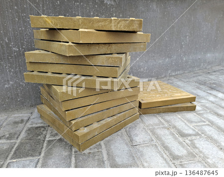 Special tactile tiles make it easier for the blind to walk safely Special tactile tiles make it easier for the blind to walk safely 136487645