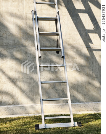 Metalic ladder in the garden Metalic ladder in the garden 136487931