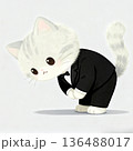 お辞儀をするビジネス猫キャラクター 136488017