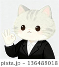 OKサインをするビジネス猫キャラクター 136488018