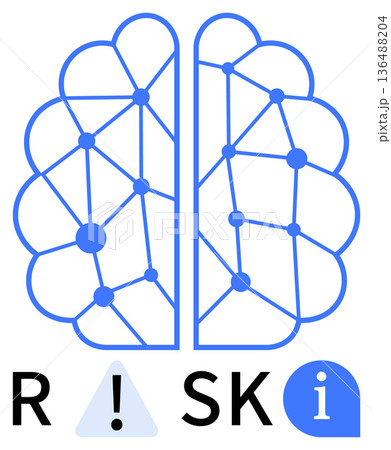 Risk assessment, decision-making, artificial intelligence, neural networks, problem-solving, brain activity. Abstract brain with connected nodes and risk-related symbols. Risk assessment Risk assessment, decision-making, artificial intelligence, neural networks, problem-solving, brain activity. Abstract brain with connected nodes and risk-related symbols. Risk assessment 136488204