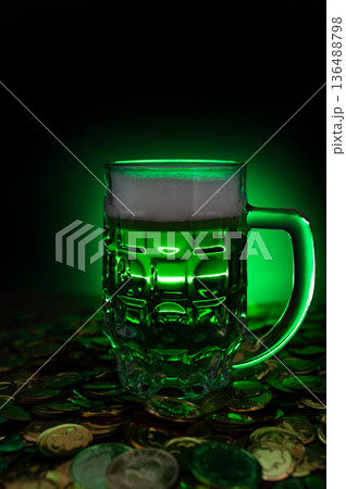 Vertical picture of Green beer best for St. Patricks Day. 136488798